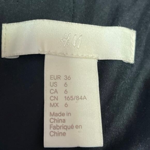 H&M Brown Black Striped Double Breasted Notch Collar Blazer Coat Jacket Size 6 - Picture 4 of 5